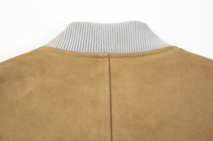 European And American High Street Ins Fashion Brand Suede Color Matching Coat