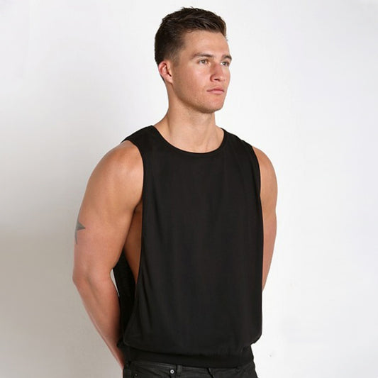 Men's Sleeveless Sports Fitness Loose Large Slit Vest
