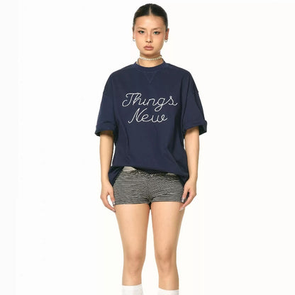 Round Neck Letter Short Sleeve T-shirt For Women Summer New Loose