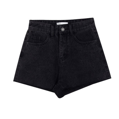 Women's Vintage Black Embroidered Raw Edge Denim Shorts