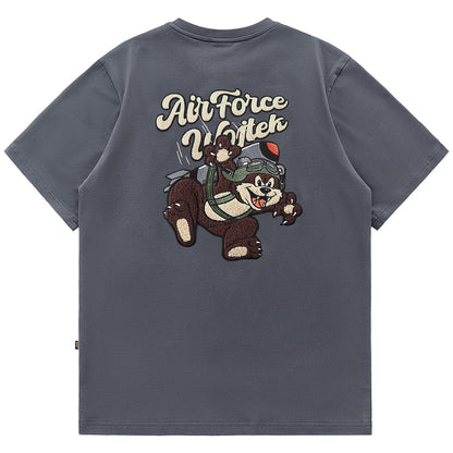 Cotton Cartoon Embroidered Half Sleeved T-shirt American Style