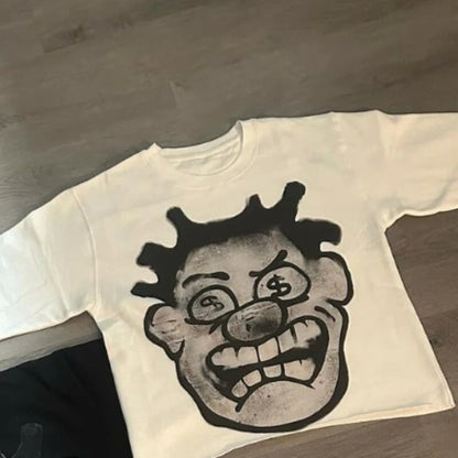 Cartoon Pattern T-shirt Hip Hop Short Sleeve