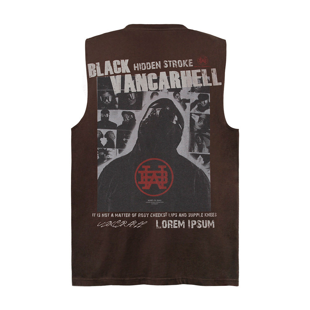 Dark High Street Shadow Printed Vest For Men