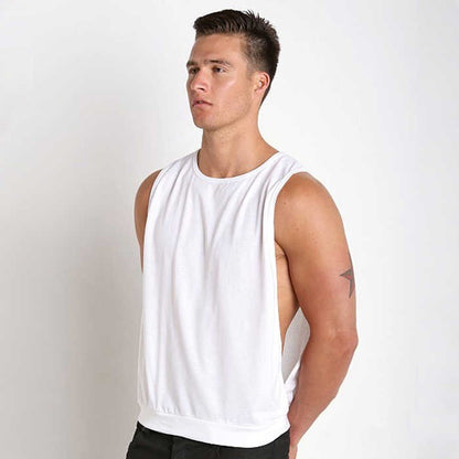 Men's Sleeveless Sports Fitness Loose Large Slit Vest