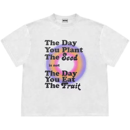 American Retro Hip Hop Letter Short Sleeve Top