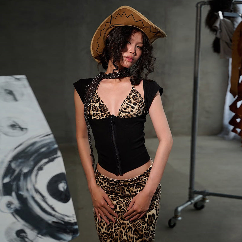 Women's Clothing Personality All-match Leopard Print Top