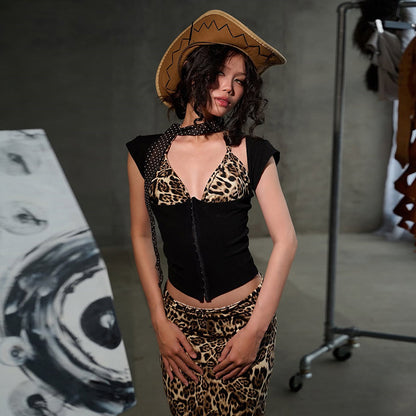 Women's Clothing Personality All-match Leopard Print Top