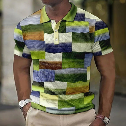 Fashion Plaid Pattern Men's Casual Short-sleeved Top