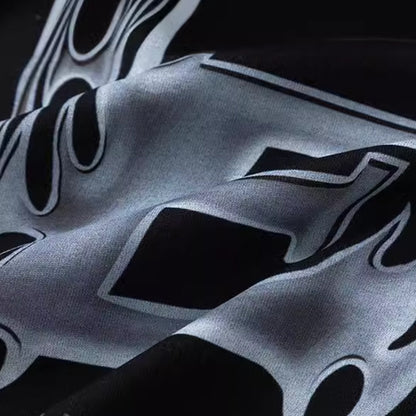 Metal Flame Printed Cotton Short-sleeved T-shirt