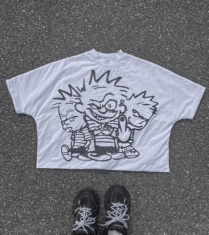 Cartoon Pattern T-shirt Hip Hop Short Sleeve
