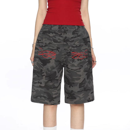 American Camouflage Multi-pocket Cropped Trousers