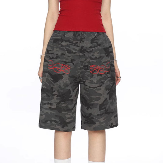 American Camouflage Multi-pocket Cropped Trousers