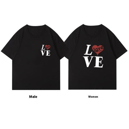 Super Popular Pure Cotton Men's And Women's Short-sleeved Special Couple Wear Summer Ins Style Round