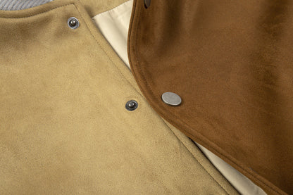 European And American High Street Ins Fashion Brand Suede Color Matching Coat