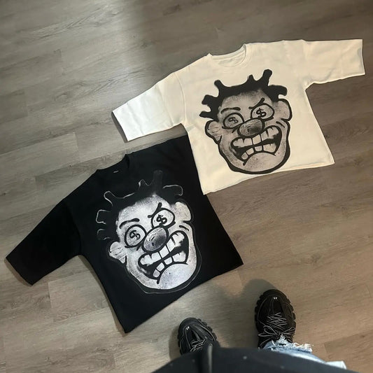 Cartoon Pattern T-shirt Hip Hop Short Sleeve