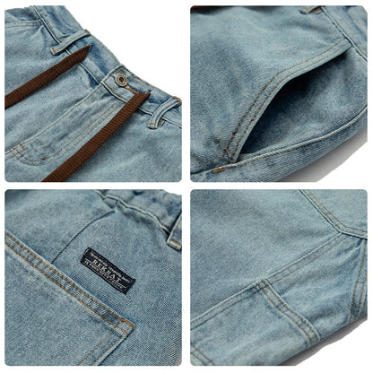 Men's Fashion Casual Straight Fifth Pants