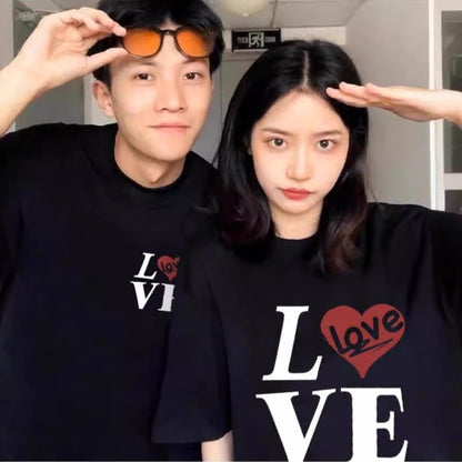Super Popular Pure Cotton Men's And Women's Short-sleeved Special Couple Wear Summer Ins Style Round