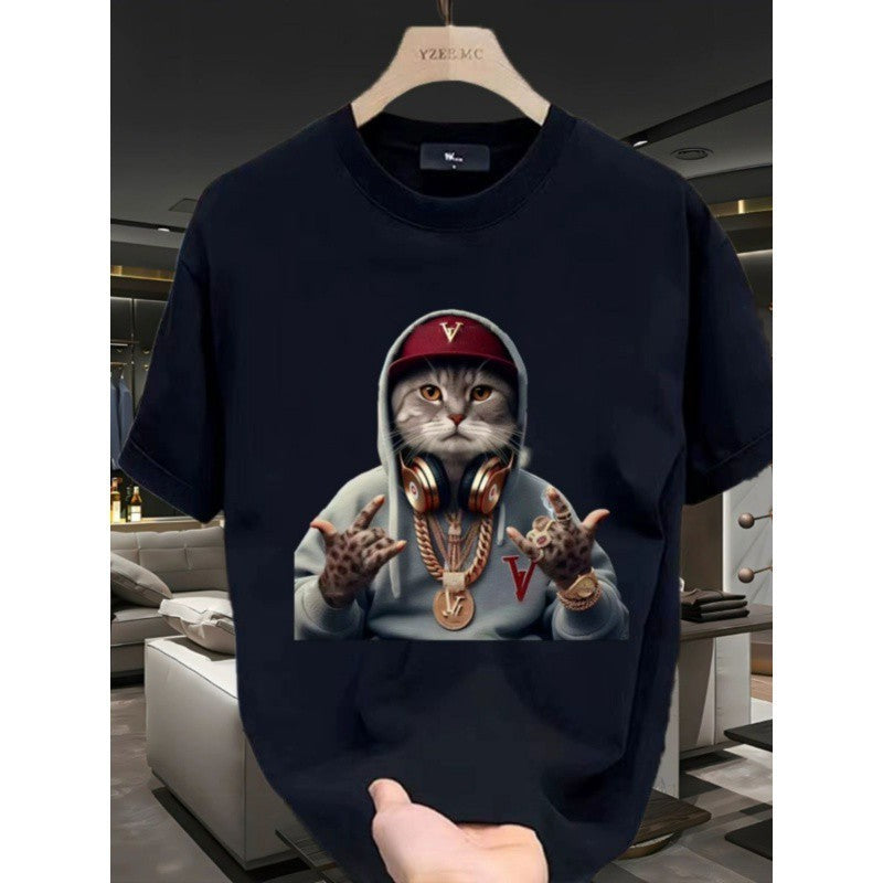 Men's Heavy Niche Personality Creative Design Printed Skin-friendly Short Sleeve