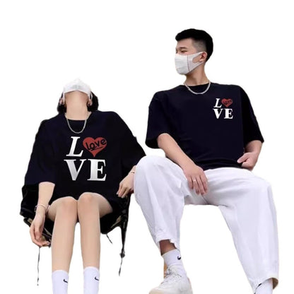 Super Popular Pure Cotton Men's And Women's Short-sleeved Special Couple Wear Summer Ins Style Round