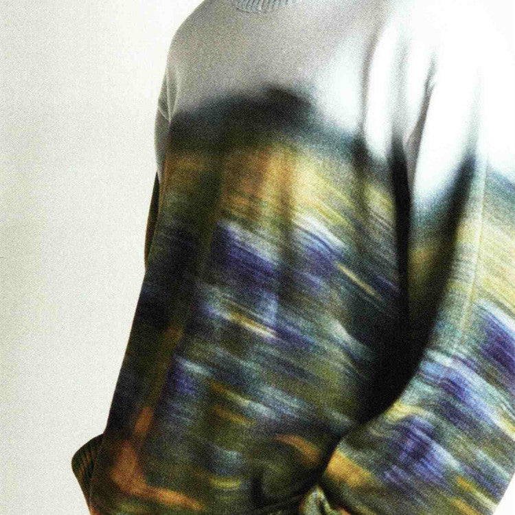 Men's And Women's Fashion Abstract Blue Hooded Flower Field Jumper Line