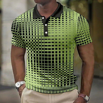 Fashion Plaid Pattern Men's Casual Short-sleeved Top