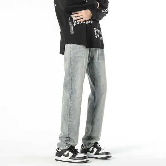 Light Color Retro Tapered Jeans Men's Autumn Ins