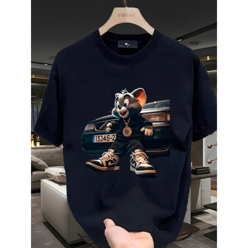 Men's Heavy Niche Personality Creative Design Printed Skin-friendly Short Sleeve