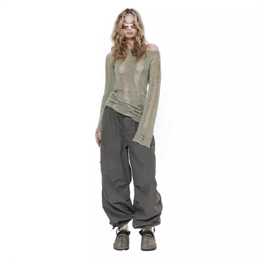 Overalls Retro Ankle-tied Casual Wide-leg Trousers