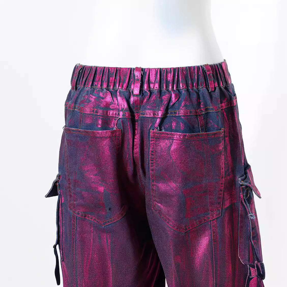 Women's Fashionable Purple Bronzing Casual Jeans
