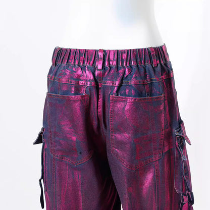 Women's Fashionable Purple Bronzing Casual Jeans