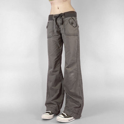Pocket Contrast Color Thread Waist Head Made Old Low Waist Straight Jeans