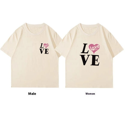 Super Popular Pure Cotton Men's And Women's Short-sleeved Special Couple Wear Summer Ins Style Round