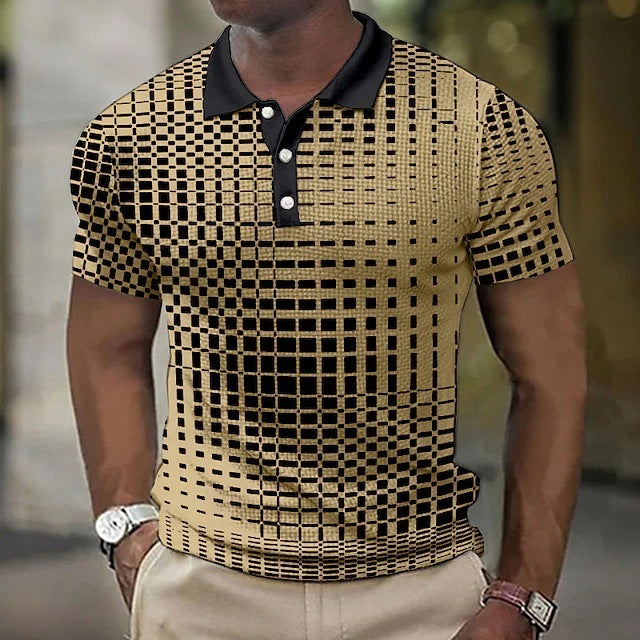 Fashion Plaid Pattern Men's Casual Short-sleeved Top