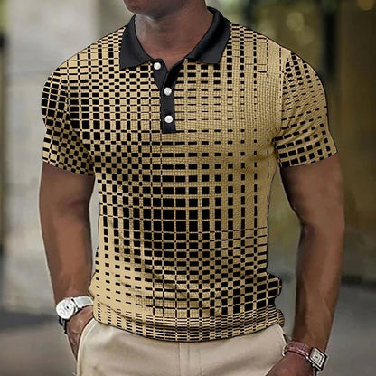 Fashion Plaid Pattern Men's Casual Short-sleeved Top