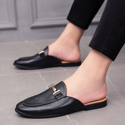 Half Slippers Personality Wear British Style Closed Toe Without Heel Casual Sandals