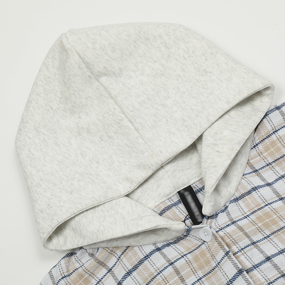 Fashionable All-match Hooded Plaid Shirt For Men
