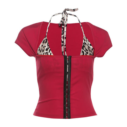 Women's Clothing Personality All-match Leopard Print Top