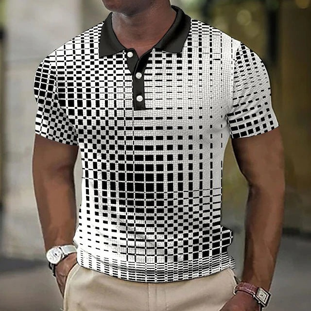 Fashion Plaid Pattern Men's Casual Short-sleeved Top