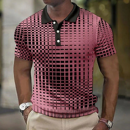 Fashion Plaid Pattern Men's Casual Short-sleeved Top
