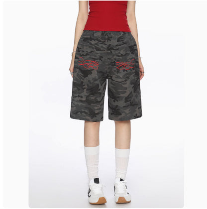 American Camouflage Multi-pocket Cropped Trousers