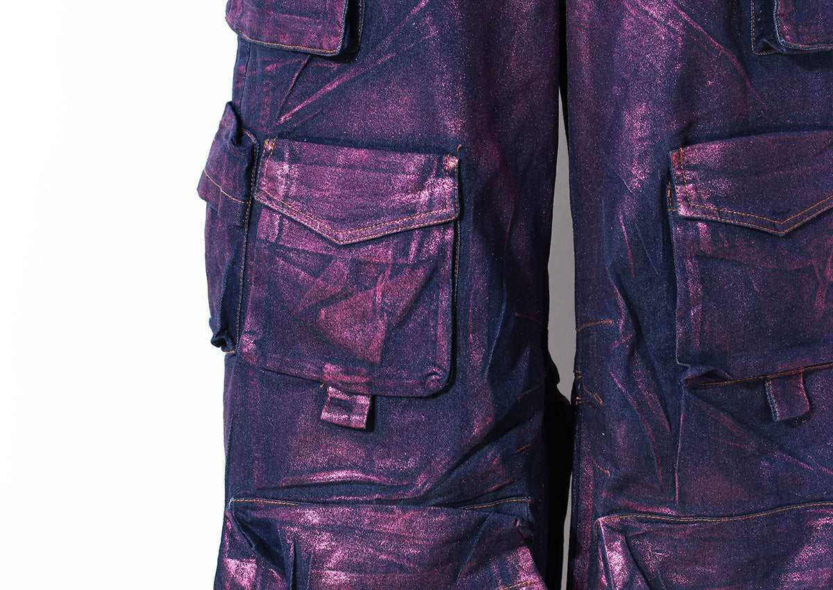 Women's Fashionable Purple Bronzing Casual Jeans