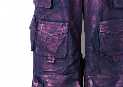 Women's Fashionable Purple Bronzing Casual Jeans