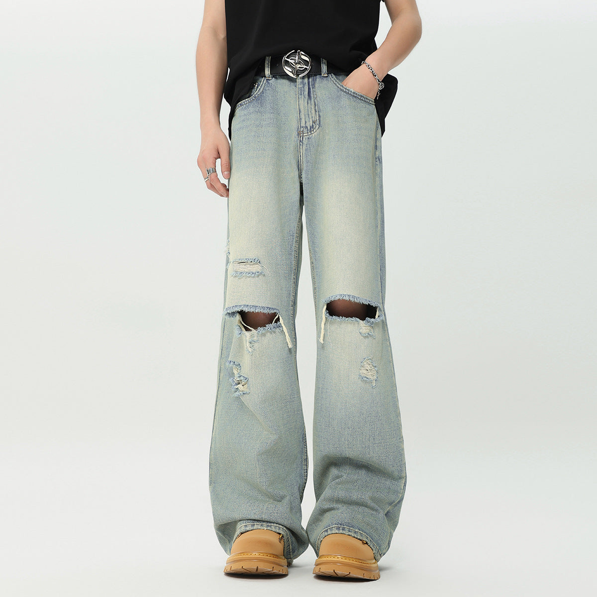 Men's Fashion Retro Washed Ripped Jeans