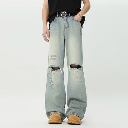 Men's Fashion Retro Washed Ripped Jeans