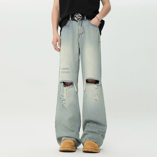 Men's Fashion Retro Washed Ripped Jeans