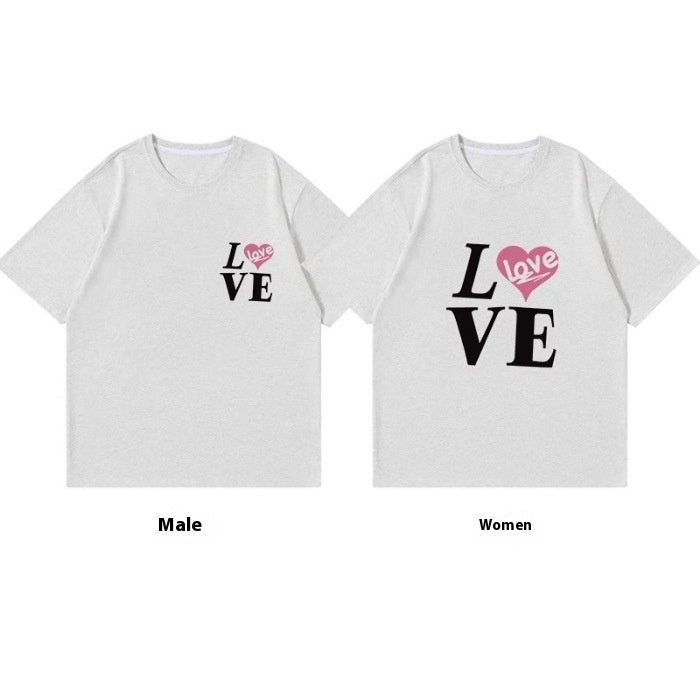 Super Popular Pure Cotton Men's And Women's Short-sleeved Special Couple Wear Summer Ins Style Round