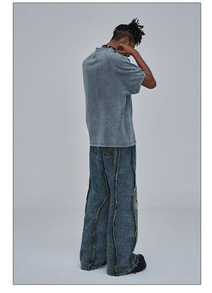 American Street Dirtyfit Heavy Industry Washed Distressed Wide Leg Jeans Design Sense