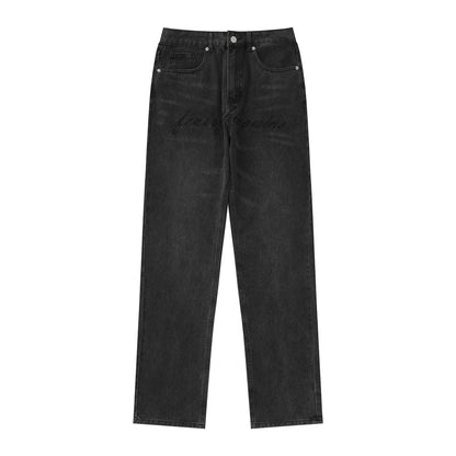 American-style Slim Fit Stretch-free High Street Retro Washed Jeans