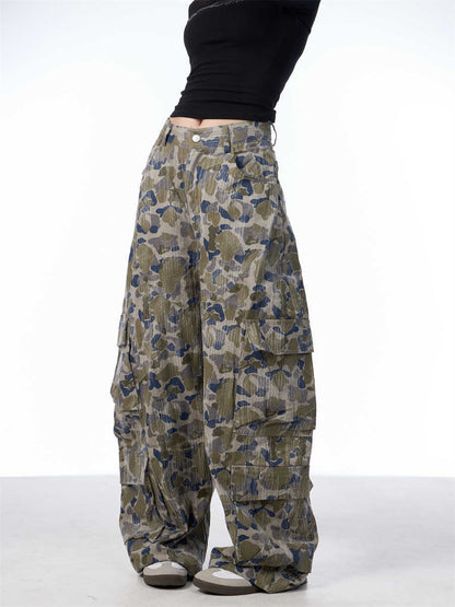 Camouflage Cargo Pants Women's Loose Straight Wide Leg Casual Pants