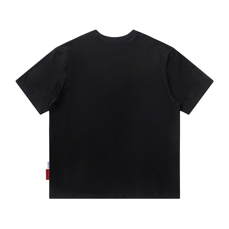 Metal Flame Printed Cotton Short-sleeved T-shirt